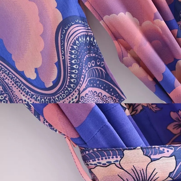 Boho Luna Cosmos Moon&Stars Maxi Kimono, Long Kimono, 100% Cotton, Kimono Sleeve - Picture 6 of 12